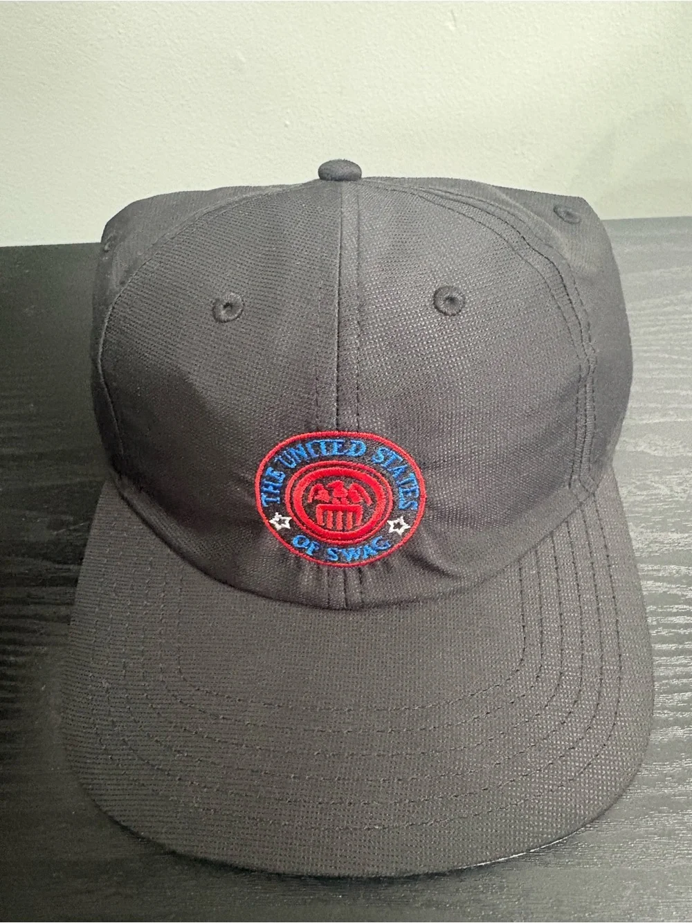 SWAG Black Baseball Cap with Red & Blue 'United States of Swag' Patch